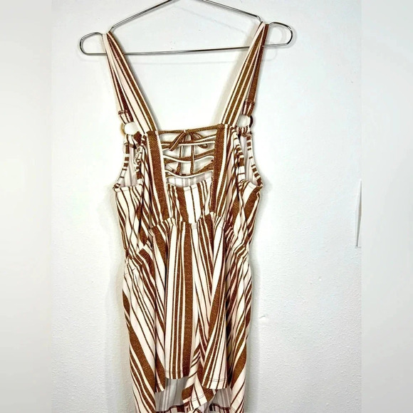 🆕 Derek Heart Brown & Offwhite Striped Romper - Picture 6 of 9